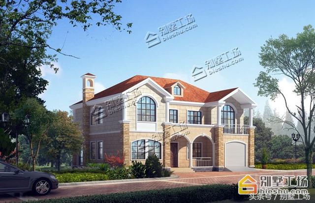 8款二層帶車(chē)庫(kù)的農(nóng)村別墅設(shè)計(jì)圖，建筑造價(jià)經(jīng)濟(jì)，帶車(chē)庫(kù)也很方便