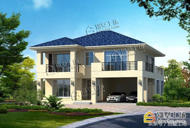 8款二層帶車(chē)庫(kù)的農(nóng)村別墅設(shè)計(jì)圖，建筑造價(jià)經(jīng)濟(jì)，帶車(chē)庫(kù)也很方便