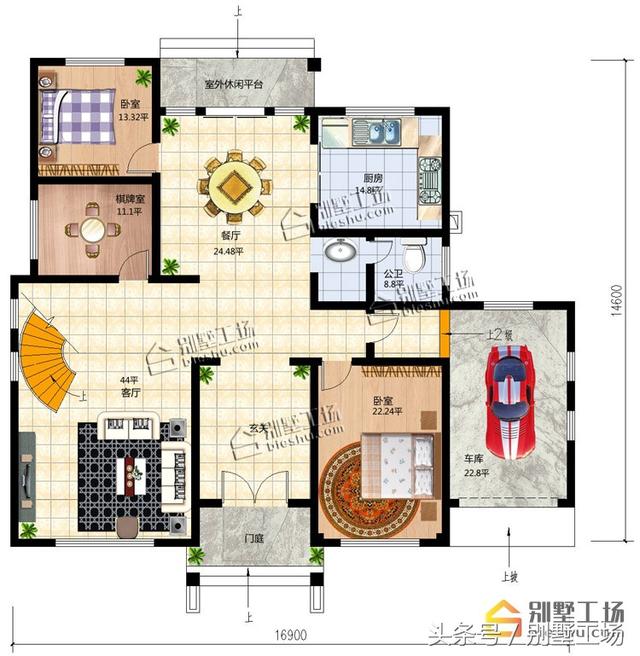 8款二層帶車(chē)庫(kù)的農(nóng)村別墅設(shè)計(jì)圖，建筑造價(jià)經(jīng)濟(jì)，帶車(chē)庫(kù)也很方便