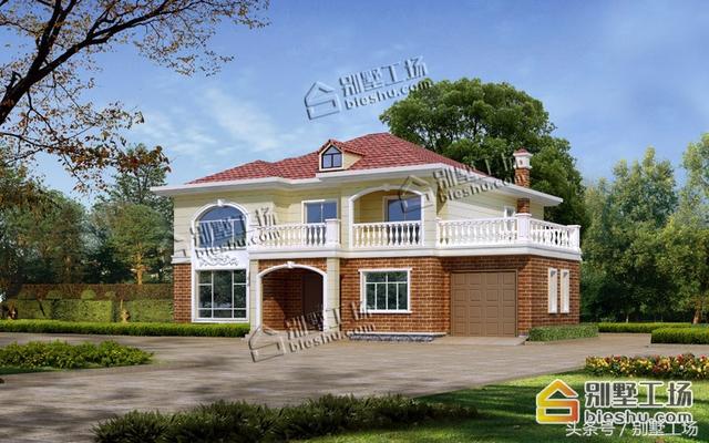 8款二層帶車(chē)庫(kù)的農(nóng)村別墅設(shè)計(jì)圖，建筑造價(jià)經(jīng)濟(jì)，帶車(chē)庫(kù)也很方便