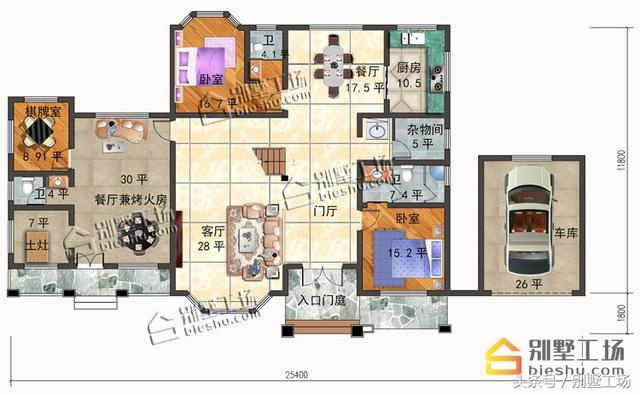 8款二層帶車(chē)庫(kù)的農(nóng)村別墅設(shè)計(jì)圖，建筑造價(jià)經(jīng)濟(jì)，帶車(chē)庫(kù)也很方便