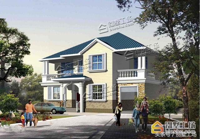 8款二層帶車(chē)庫(kù)的農(nóng)村別墅設(shè)計(jì)圖，建筑造價(jià)經(jīng)濟(jì)，帶車(chē)庫(kù)也很方便