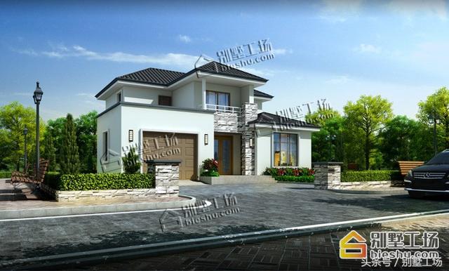 8款二層帶車(chē)庫(kù)的農(nóng)村別墅設(shè)計(jì)圖，建筑造價(jià)經(jīng)濟(jì)，帶車(chē)庫(kù)也很方便