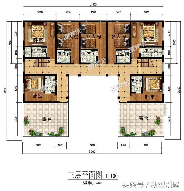 3層中式四合院自建房設(shè)計圖，可自住可做酒店民宿