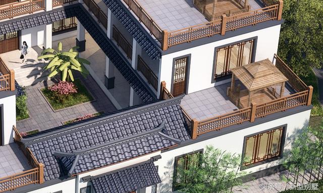 3層中式四合院自建房設(shè)計圖，可自住可做酒店民宿