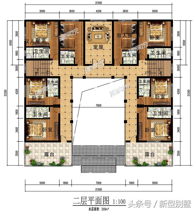 3層中式四合院自建房設(shè)計圖，可自住可做酒店民宿