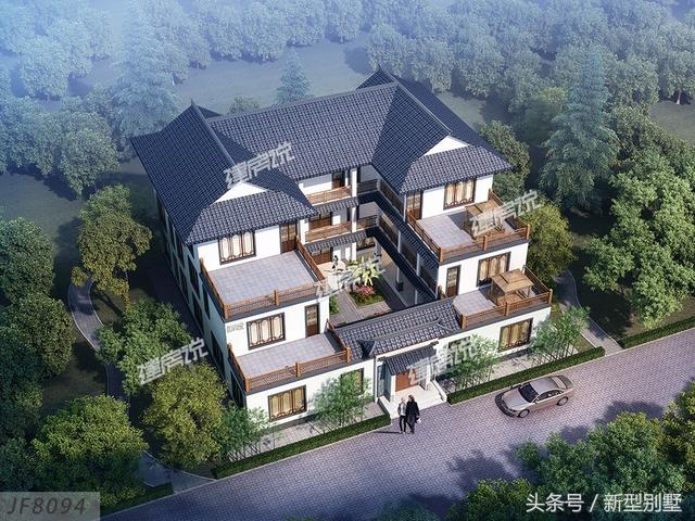 3層中式四合院自建房設(shè)計圖，可自住可做酒店民宿