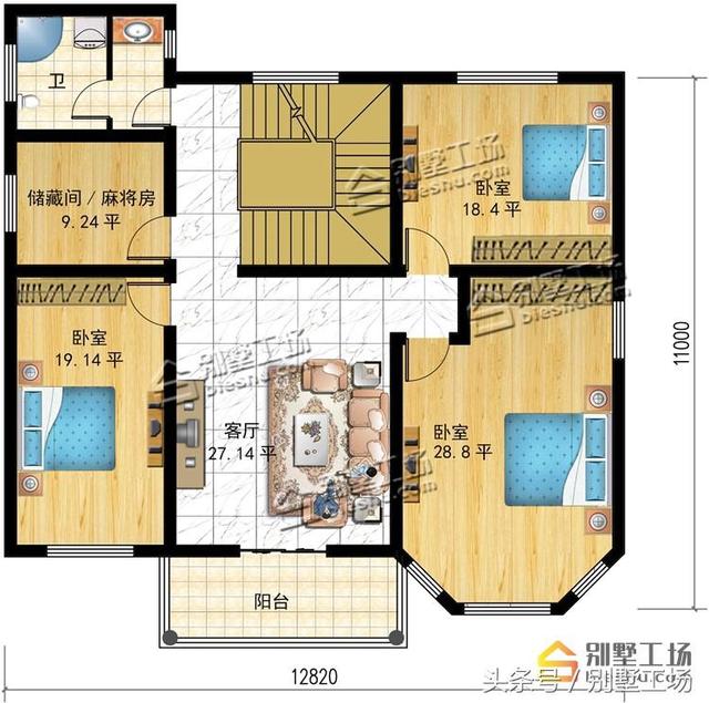 實例；三層帶車庫農(nóng)村別墅設計圖，簡單實用大方，能夠滿足使用需要
