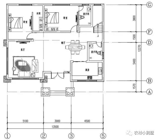 13.5×12米三層大落地窗農(nóng)村房屋設(shè)計(jì)圖，在村里建倍有面子