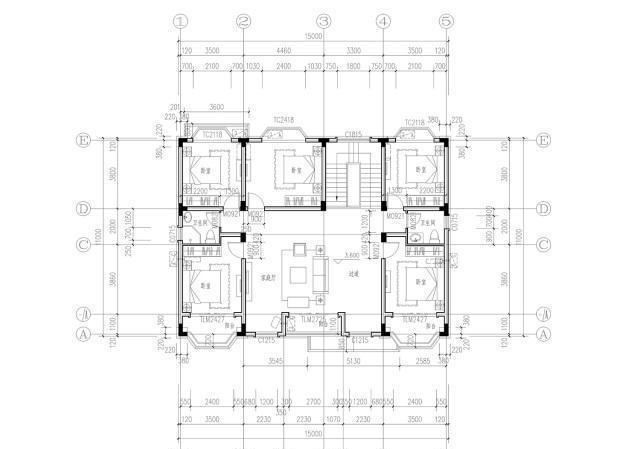 造價30萬的二層別墅設(shè)計圖，開間15米，進深11米，采用多飄窗設(shè)計，外觀奢華大氣。