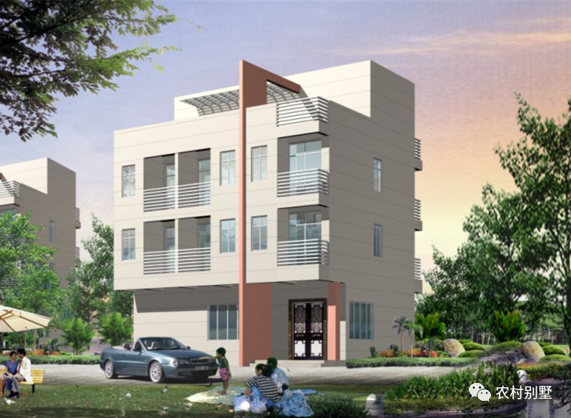 12x8現(xiàn)代四層米農(nóng)村自建房圖，可商住兩用