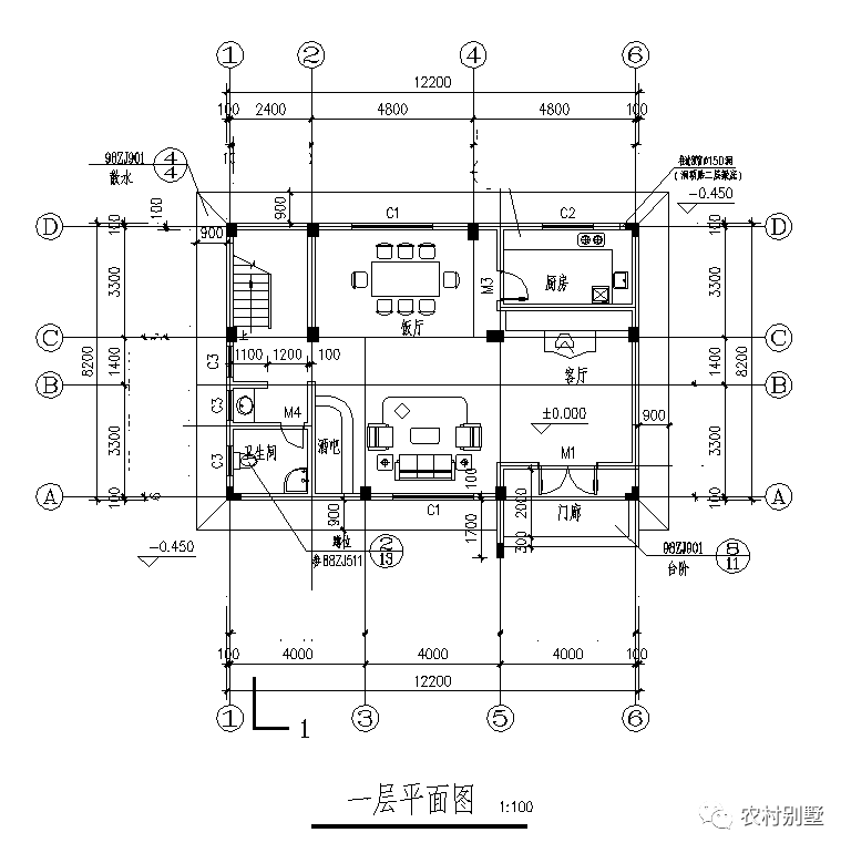 12x8現(xiàn)代四層米農(nóng)村自建房圖，可商住兩用