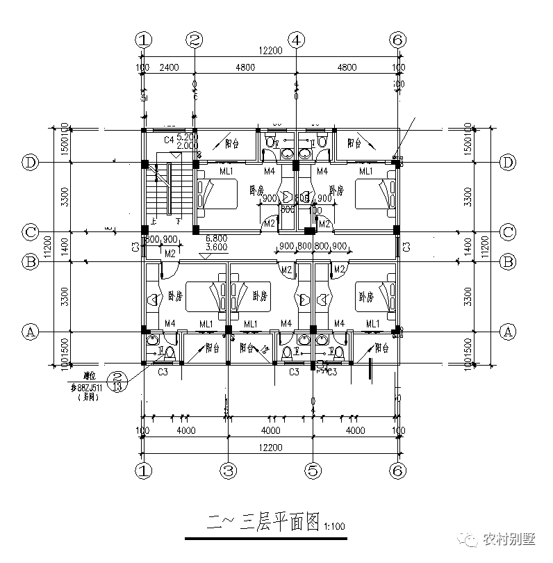 12x8現(xiàn)代四層米農(nóng)村自建房圖，可商住兩用