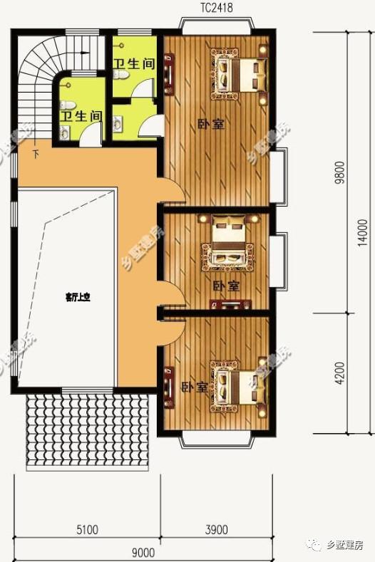 四室二廳二層別墅設(shè)計(jì)圖，帶挑空客廳+旋轉(zhuǎn)樓梯，只需要21萬就能建成，你不信？