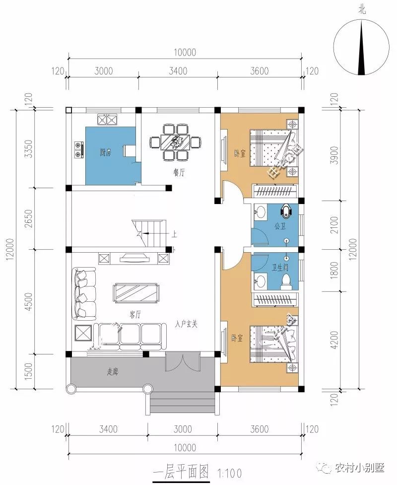 占地125平雙層二層小樓設(shè)計圖,適合農(nóng)村建的小別墅!