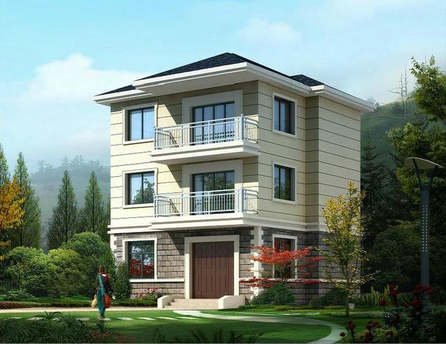 三層農(nóng)村小戶(hù)型別墅設(shè)計(jì)圖，簡(jiǎn)歐風(fēng)格，占地面積不足100平米，造價(jià)非常低，適合農(nóng)村蓋房。