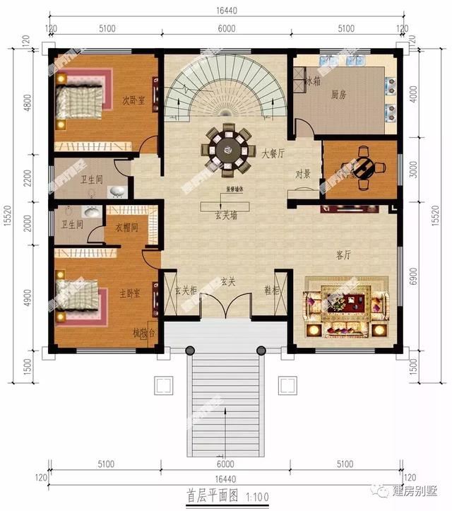 三棟都是面寬超過16米的兩層別墅設(shè)計圖，第二棟氣勢直逼城市豪宅。