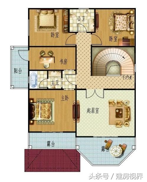 建一套三層的農(nóng)村別墅設(shè)計(jì)圖，城里買房劃算的多，還倍有面子，七室三廳五衛(wèi)。