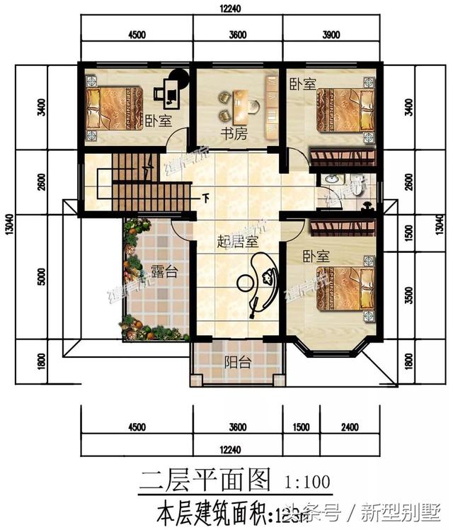 二層農(nóng)村別墅設(shè)計圖，占地148平方米，造型錯落有致，非常高檔，夜晚后燈光特別美，你心動了嗎？