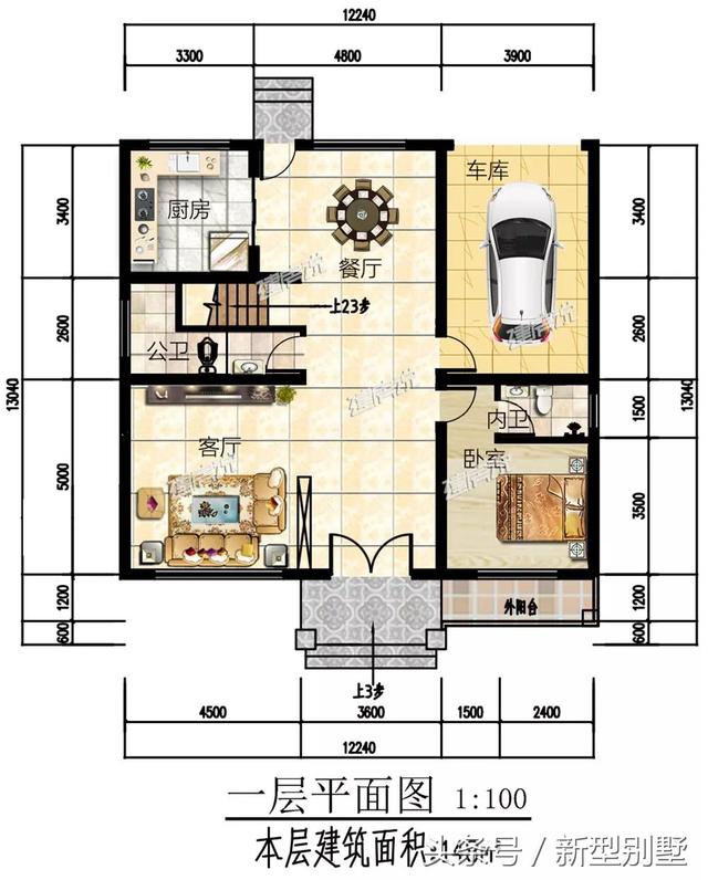二層農(nóng)村別墅設(shè)計圖，占地148平方米，造型錯落有致，非常高檔，夜晚后燈光特別美，你心動了嗎？