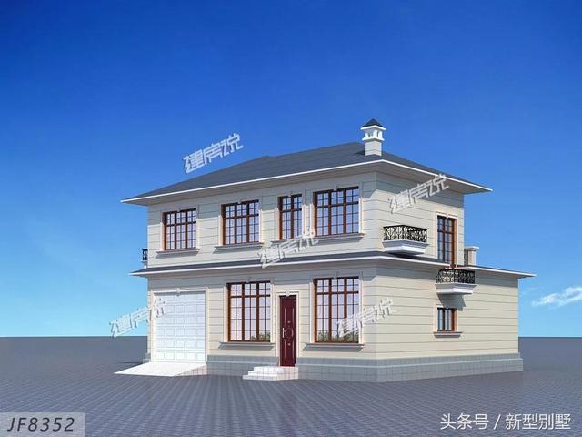 二層農(nóng)村別墅設(shè)計圖，占地148平方米，造型錯落有致，非常高檔，夜晚后燈光特別美，你心動了嗎？