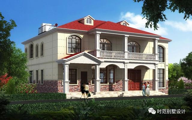 二層別墅設(shè)計(jì)圖，戶型方方正正，帶堂屋、客廳和書房，特別適合自建。