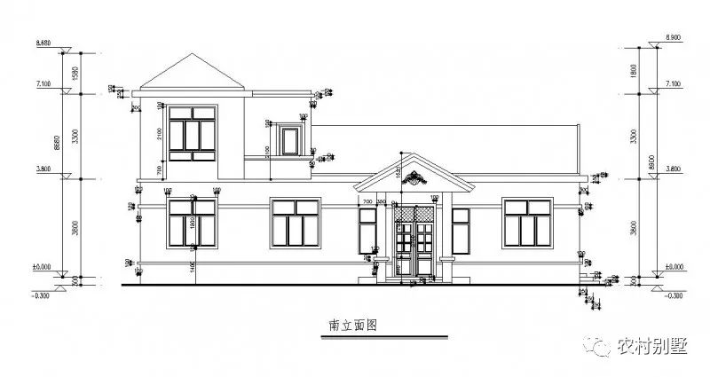 一層半農(nóng)村住宅設計圖，戶型方正，四開間設計