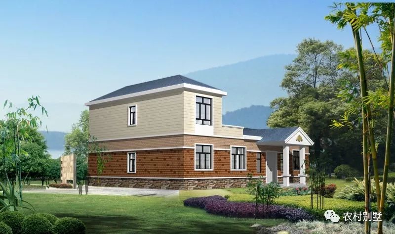 一層半農(nóng)村住宅設計圖，戶型方正，四開間設計