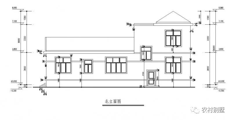 一層半農(nóng)村住宅設計圖，戶型方正，四開間設計