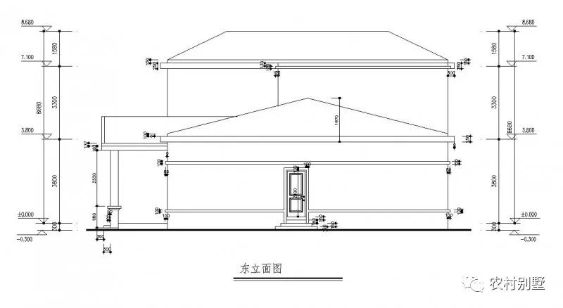 一層半農(nóng)村住宅設計圖，戶型方正，四開間設計