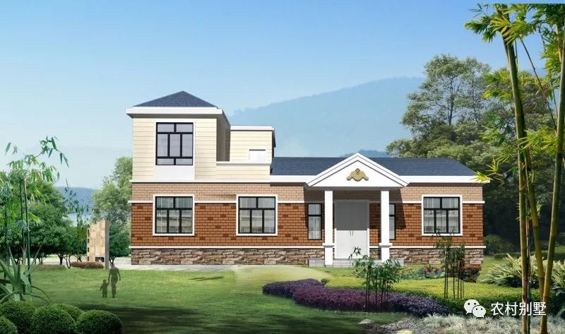 一層半農(nóng)村住宅設計圖，戶型方正，四開間設計