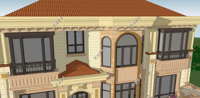 二層簡(jiǎn)歐別墅設(shè)計(jì)圖，別墅整體方正大氣，以暖色調(diào)為主，給人一種溫馨舒適的感覺(jué)