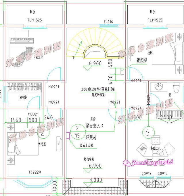 12x10米三層別墅設計圖，多個外挑陽臺，外觀簡約，戶型外觀清新淡雅！