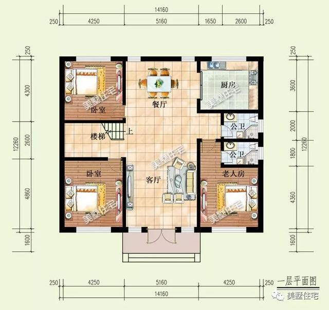 6臥4衛(wèi)二層別墅設(shè)計(jì)圖，簡(jiǎn)單耐看實(shí)用，戶(hù)型方方正正，建在農(nóng)村很合適