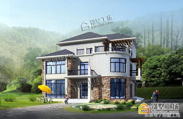 新農(nóng)村三層復(fù)式別墅是超經(jīng)典的款式，永不過時，帶雙車庫+超大露臺。