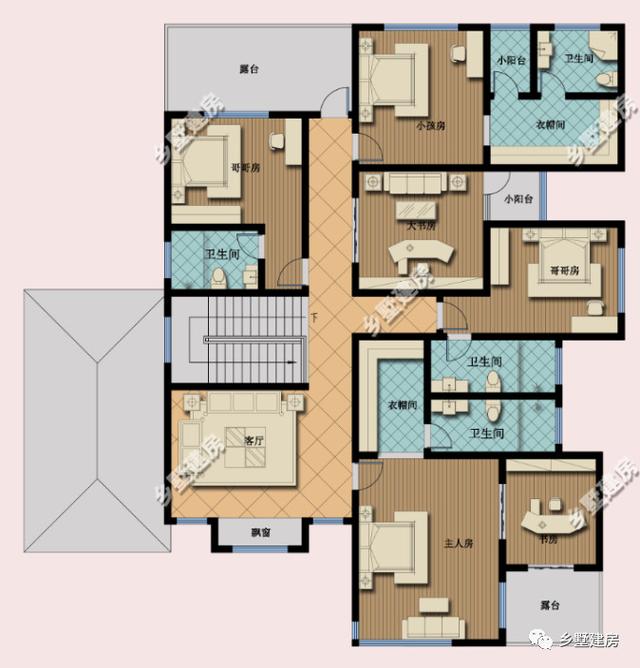 大面寬二層農(nóng)村自建房，19X19.7米，空間布局一樣緊湊，利用充分。