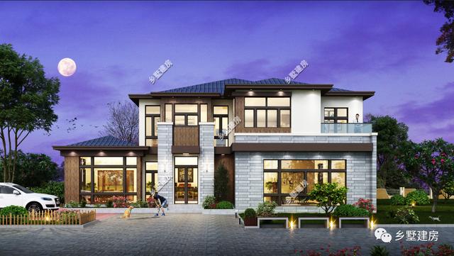 大面寬二層農(nóng)村自建房，19X19.7米，空間布局一樣緊湊，利用充分。