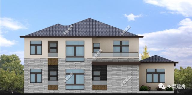 大面寬二層農(nóng)村自建房，19X19.7米，空間布局一樣緊湊，利用充分。