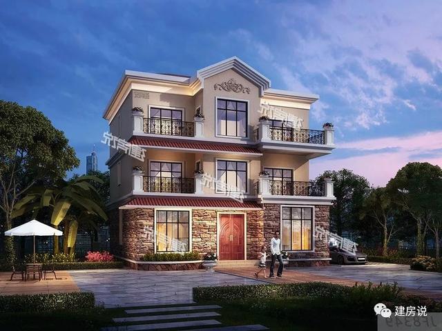 三層歐式別墅設(shè)計(jì)圖，占地方正，配色優(yōu)雅，建在農(nóng)村絕對(duì)人人羨慕
