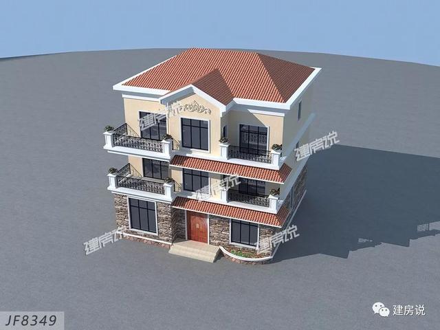 三層歐式別墅設(shè)計(jì)圖，占地方正，配色優(yōu)雅，建在農(nóng)村絕對(duì)人人羨慕