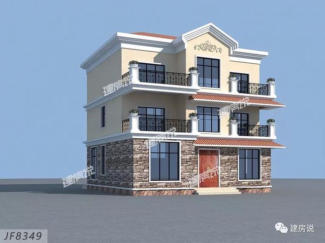 三層歐式別墅設(shè)計(jì)圖，占地方正，配色優(yōu)雅，建在農(nóng)村絕對(duì)人人羨慕