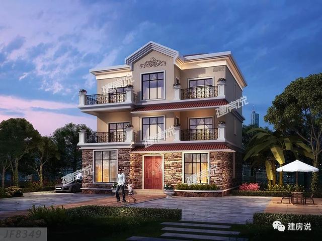 三層歐式別墅設(shè)計(jì)圖，占地方正，配色優(yōu)雅，建在農(nóng)村絕對(duì)人人羨慕