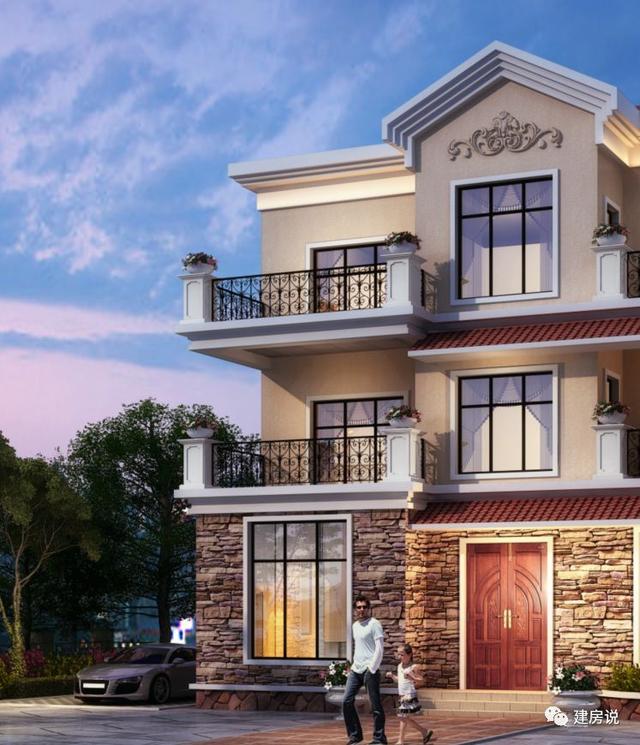 三層歐式別墅設(shè)計(jì)圖，占地方正，配色優(yōu)雅，建在農(nóng)村絕對(duì)人人羨慕