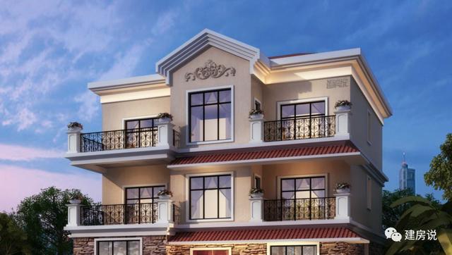 三層歐式別墅設(shè)計(jì)圖，占地方正，配色優(yōu)雅，建在農(nóng)村絕對(duì)人人羨慕
