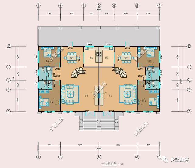 農(nóng)村雙拼自建房設(shè)計(jì)圖，外型大氣美觀，霸氣十足，兄弟住在一起還能有個(gè)照應(yīng)