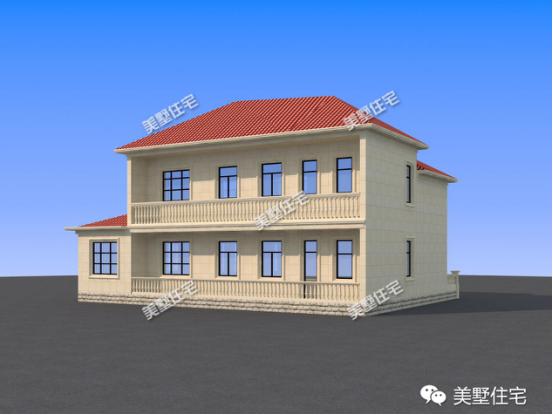 二層農(nóng)村別墅設(shè)計(jì)圖，外觀相當(dāng)?shù)暮唵未蠓?，很適合農(nóng)村建