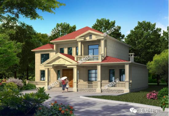 二層農(nóng)村別墅設(shè)計(jì)圖，外觀相當(dāng)?shù)暮唵未蠓?，很適合農(nóng)村建