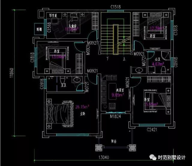 三層歐式別墅設(shè)計(jì)圖，11X13米，外觀大氣穩(wěn)重，內(nèi)部居住舒適
