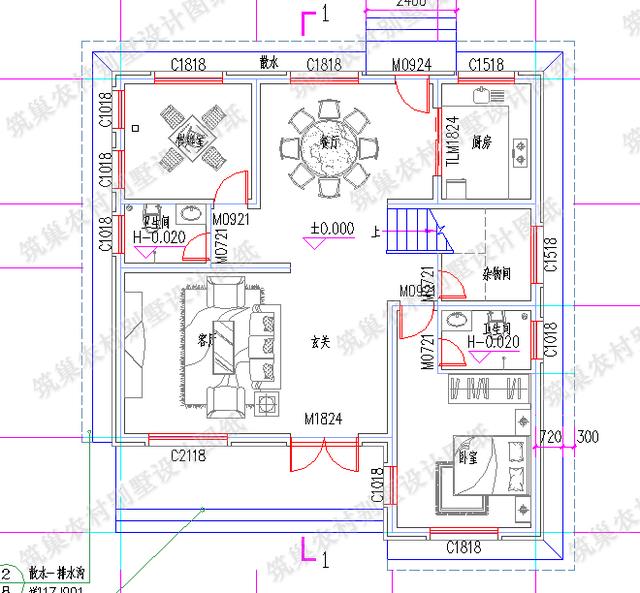 平頂二層農(nóng)村小別墅全套施工效果圖，外觀簡單大方，施工難度較低，適合農(nóng)村建房