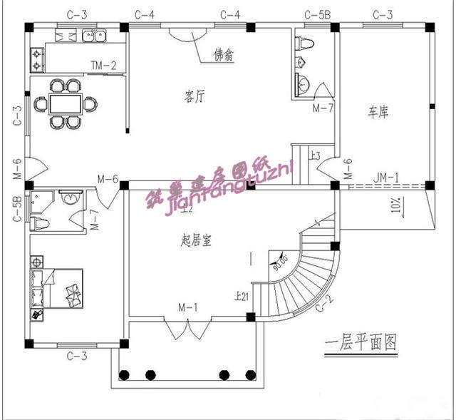 給大家推薦1款三層帶車庫(kù)，樓中樓復(fù)式別墅設(shè)計(jì)圖，實(shí)用性強(qiáng)復(fù)式宮廷風(fēng)